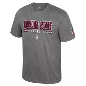 Colosseum Men's Arizona State Sun Devils Heather Charcoal Blade T-Shirt, Small, Gray