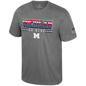 Colosseum Men's Michigan Wolverines Heather Charcoal Blade T-Shirt, Small, Gray