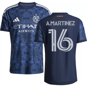 adidas Adult New York City FC Alonso Martinez #16 2026 Secondary Authentic 'The All Nations Kit' Jersey, Men's, Medium, Blue