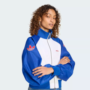adidas Originals Women's SST Varsity Bomber Jacket, XS, Collegiate Royal/White/Better Scarlet