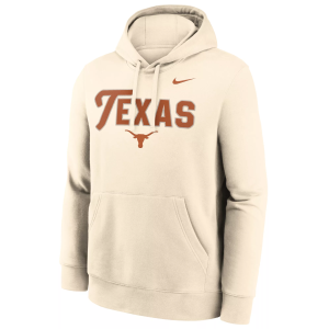 Nike Men's Texas Longhorns Natural Club Fleece Tackle Twill Hoodie, Large, Tan