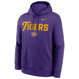 Nike Men's LSU Tigers Court Purple Club Fleece Tackle Twill Hoodie, Small