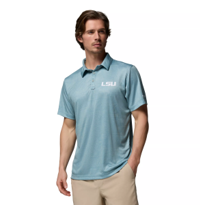 Columbia Men's LSU Tigers Crushed Blue Super Terminal Tackle Polo, Large, Multi
