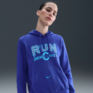 Nike Women's Sportswear Chicago Marathon Club Pullover Hoodie, Large, Deep Night