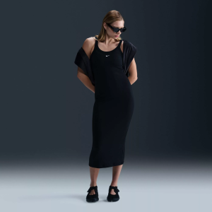 Nike Women's Sportswear Chill Knit Tight Mini-Rib Tank Dress, XS, Black