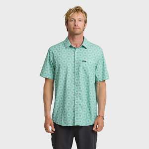 Quiksilver Men's Ocean Mayhem Classic Short Sleeve Woven Top, XL, Aqua