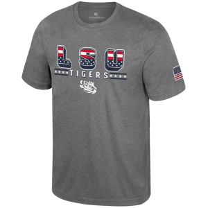 Colosseum Men's LSU Tigers Heather Charcoal Blade T-Shirt, Small, Gray