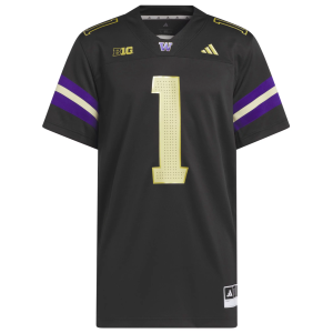 adidas Men's Washington Huskies Black Premier Replica Alternate Football Jersey, Medium