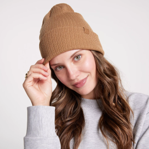 CALIA Women's Ribbed Beanie, Tan Brown