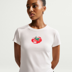 Nike Women's Sportswear Chill Knit Slim Tomato Cropped T-Shirt, Medium, Sail