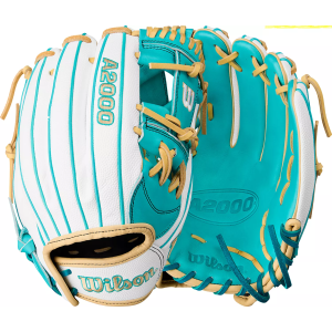 Wilson 12" H12SS A2000 SuperSkin Series Fastpitch Glove, White/Teal
