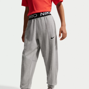 Nike Boys' Pro Dri-FIT Fleece Pant, Small, Dk Grey Heather/White/Black