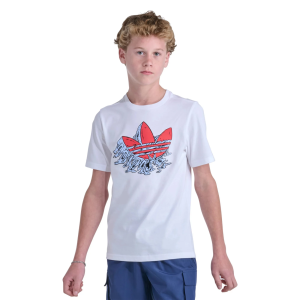 adidas Youth Originals Short Sleeve Gum Logo Graphic Tee, XL, White