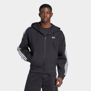 adidas Men's Adicolor Oversized Full-Zip Hoodie, Large, Black