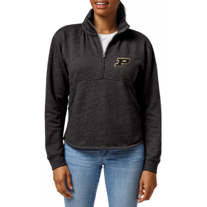 League-Legacy Women's Purdue Boilermakers Onyx Victory Springs Quarter-Zip, Medium, Black