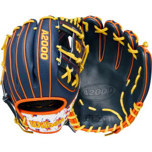 Wilson Wilson 11.5" 1786SS Houston A2000 SuperSkin Series Glove, Men's, Navy/Orange/Yellow - $329.99 at DICK'S Sporting Goods