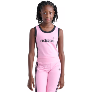 adidas Girls' Originals 3-Stripe Cotton Tank, Large, Light Pink