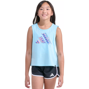 adidas Girls' Swing Back Vent Tank, Medium, Blue