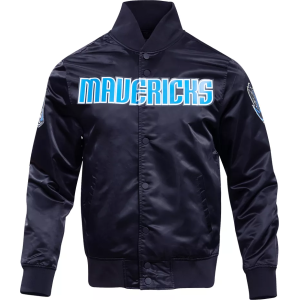 Pro Standard Men's Dallas Mavericks Navy Logo Satin Jacket, Medium, Blue