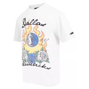 Pro Standard Men's Dallas Mavericks White Fire And Roses Washed T-Shirt, Large