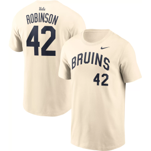 Nike Men's UCLA Bruins Jackie Robinson #42 White T-Shirt, Large, Tan