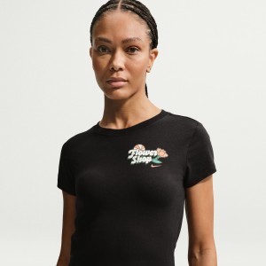Nike Women's Flower Shop Graphic Cropped T-Shirt, XL, Black
