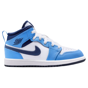 Jordan Kids' Preschool Air Jordan 1 Mid Basketball Shoes, Size 2.5, Midnight Navy/Univ Blue-White-Sail-Summit White
