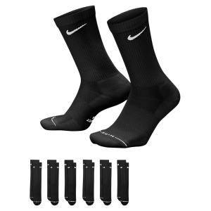 Nike Everyday Elevated Crew Socks - 6 Pairs, Men's, XL, Black
