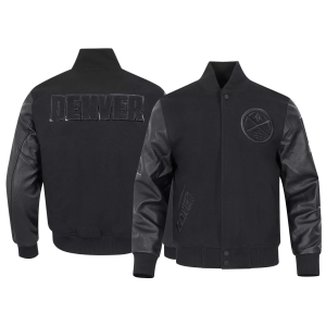 Pro Standard Men's Denver Nuggets Triple Black Wool Varsity Jacket, Medium