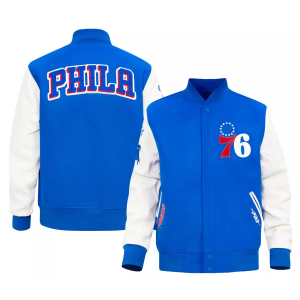 Pro Standard Men's Philadelphia 76ers Royal Classic Wool Varsity Jacket, Small, Blue