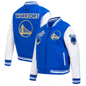Pro Standard Women's Golden State Warriors Blue Classic Rib Wool Varsity Jacket, XS