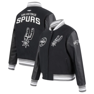Pro Standard Women's San Antonio Spurs Black Retro Classic Rib Wool Varsity Jacket, XS