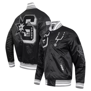 Pro Standard Men's San Antonio Spurs Black Mash Up Satin Jacket, Small