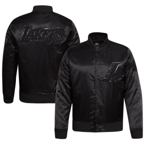 Pro Standard Men's Los Angeles Lakers Triple Black Satin Jacket, Large