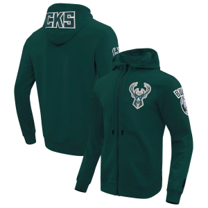 Pro Standard Men's Milwaukee Bucks Green Classic Chenille Full-Zip Hoodie, Medium