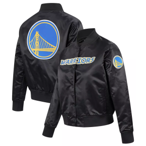 Pro Standard Women's Golden State Warriors Black Classic Satin Jacket, Medium