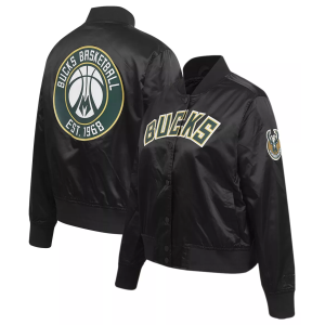 Pro Standard Women's Milwaukee Bucks Black Classic Satin Jacket, XS
