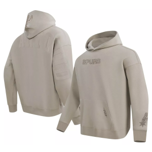 Pro Standard Men's San Antonio Spurs Taupe Wingspan Drop Shoulder Hoodie, Small, Brown