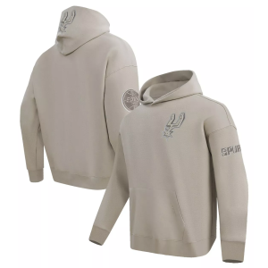 Pro Standard Men's San Antonio Spurs Taupe Neutral Drop Shoulder Fleece Hoodie, Small, Brown