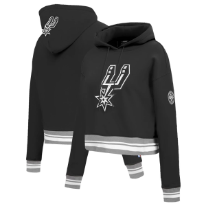 Pro Standard Women's San Antonio Spurs Black Retro Classic Cropped Fleece Pullover Hoodie, XS