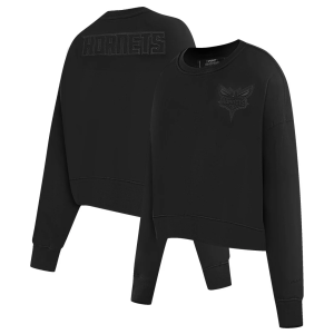 Pro Standard Women's Charlotte Hornets Black Neutral Fleece Crewneck Sweatshirt, XS