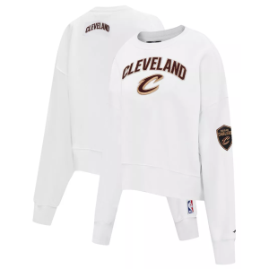 Pro Standard Women's Cleveland Cavaliers White Classic Fleece Crewneck Sweatshirt, XS