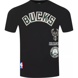 Pro Standard Men's Milwaukee Bucks Black Retro Classic Striped Short Sleeve T-Shirt, Small