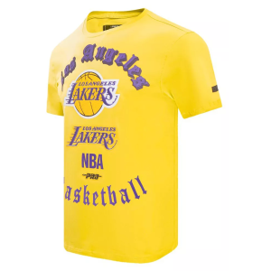 Pro Standard Men's Los Angeles Lakers Yellow Old English Short Sleeve T-Shirt, Medium