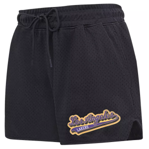 Pro Standard Women's Los Angeles Lakers Black Script Tail Mesh Shorts, XS