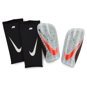 Nike Mercurial Lite Signature Authentic Soccer Shin Guards, Kids, Large, Platinum/Burgundy/Bright Crimson