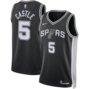 Nike Men's San Antonio Spurs Stephon Castle #5 Black Swingman Icon Jersey