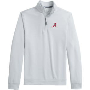 Southern Tide Men's Alabama Crimson Tide Grey Schooner Quarter-Zip Jacket, Large, Gray
