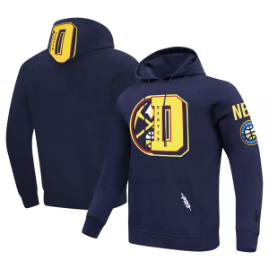 Pro Standard Men's Denver Nuggets Navy Rib Mash Up Fleece Pullover Hoodie, Medium, Blue