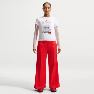 Nike Women's Sportswear Mid-Rise Wide-Leg Track Pants, Small, Lt Crimson | Great Mother's Day Gift